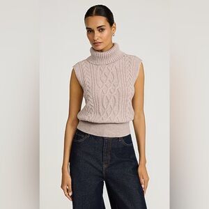 Express Cable Knit Sleeveless Turtleneck Sweater